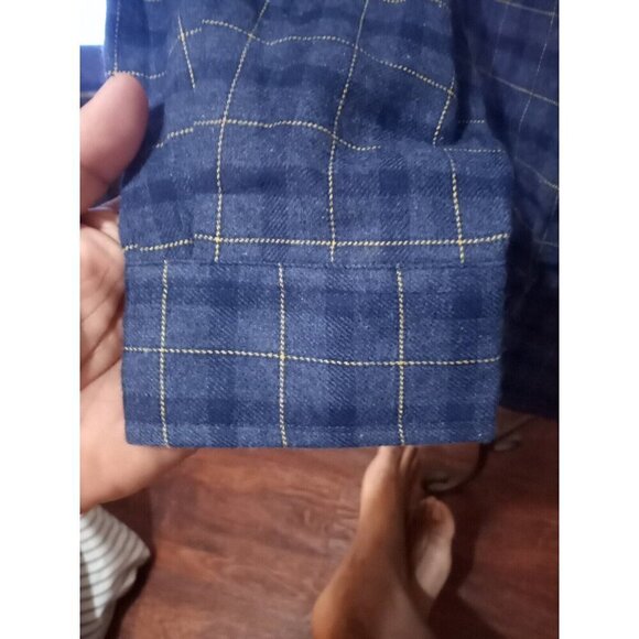New Vtg Medium Preswick & Moore Long Sleeve Flannel Men's Shirt 100% Cotton Blue - Picture 6 of 10